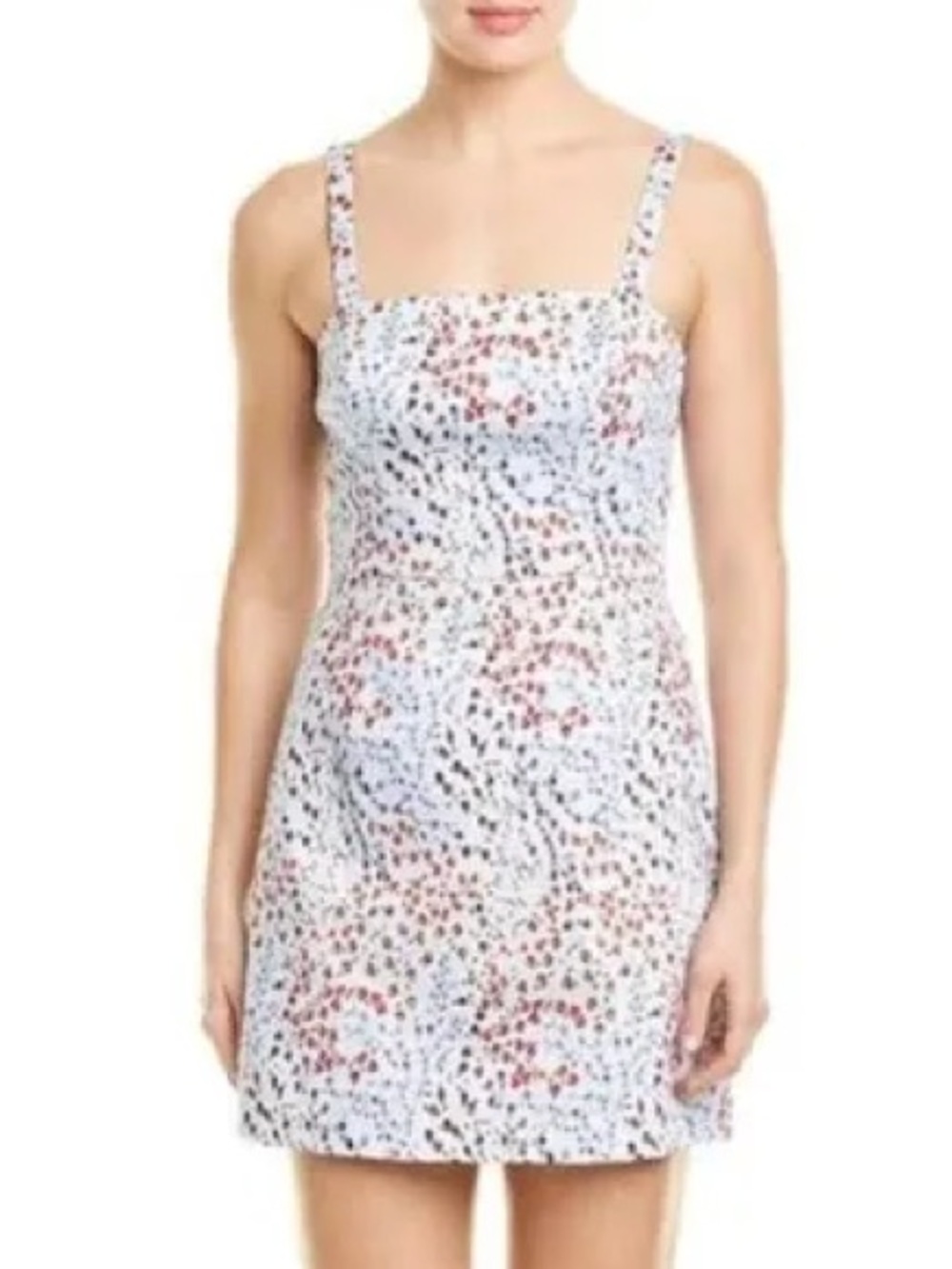 French Connection White Mini Dress with Pink & Blue Floral Dots